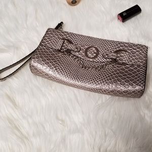 Guess metallic crocodile print wristlet